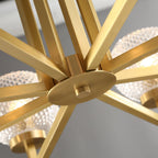Ribbed Glass Brass Chandelier