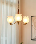 Tulips Glass Wood Chandelier