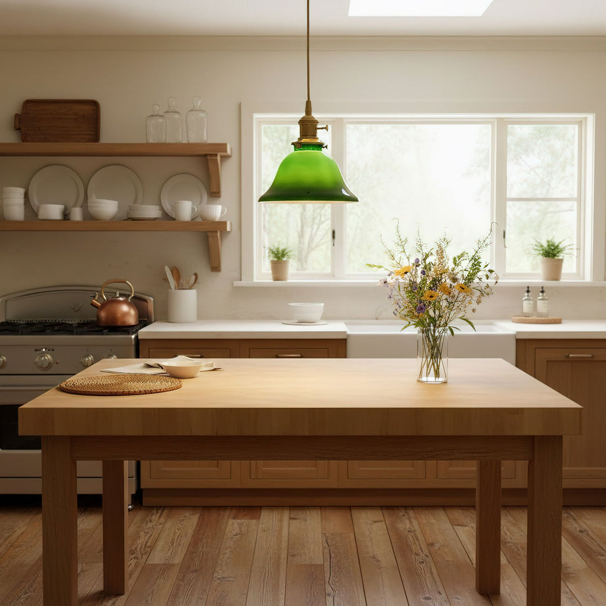 Green Bell Pendant Light