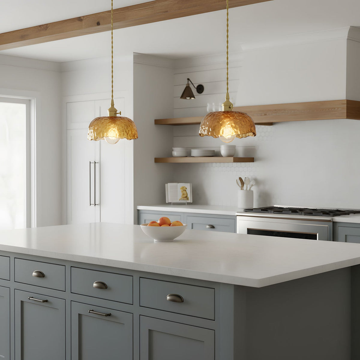 Vintage Brown Glass Pendant Light