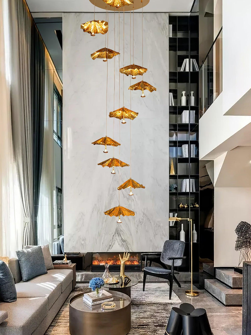Ginkgo Leaf Spiral Chandelier