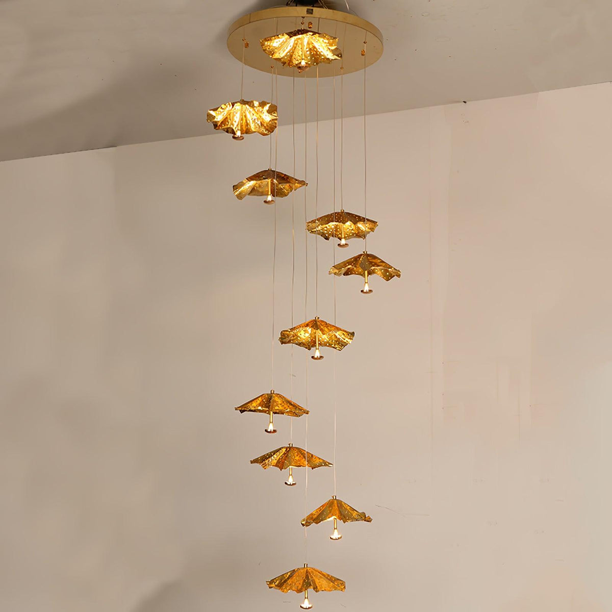Ginkgo Leaf Spiral Chandelier