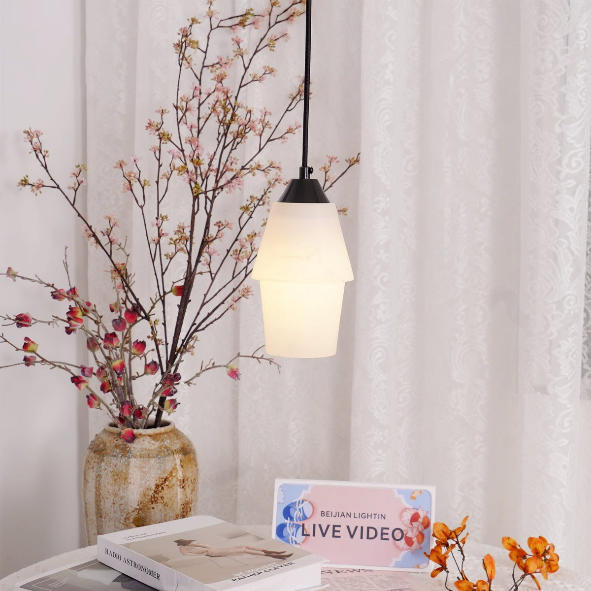 Noira Alabaster Cylinder Pendant Lamp