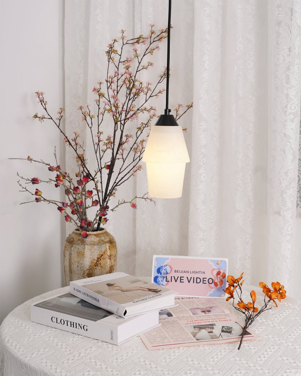 Noira Alabaster Cylinder Pendant Lamp