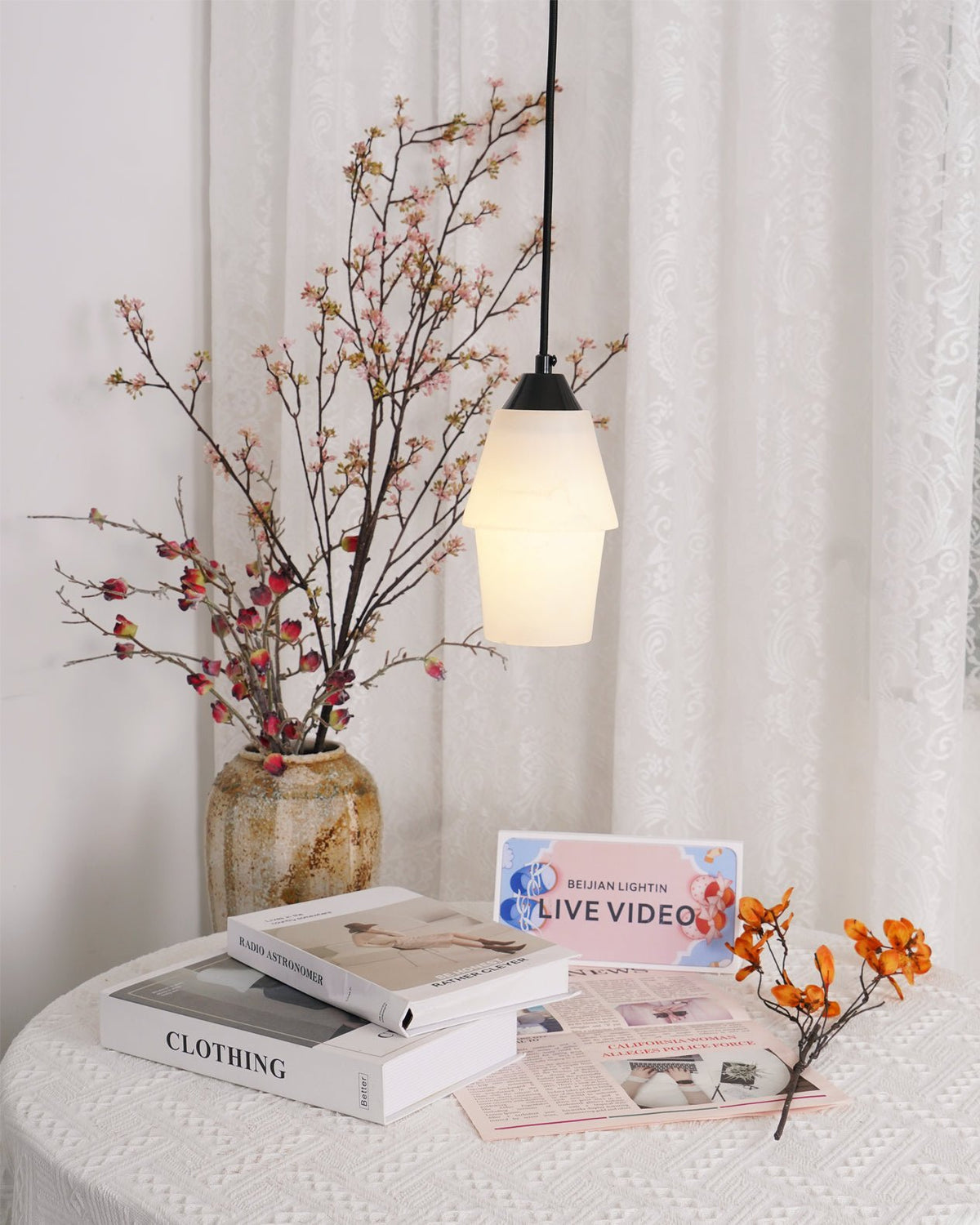 Noira Alabaster Cylinder Pendant Lamp