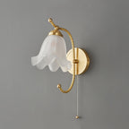 Curved Gooseneck Brass Glass Sconce