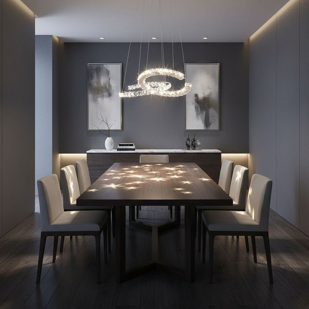 Modern Crystal Double C Chandelier