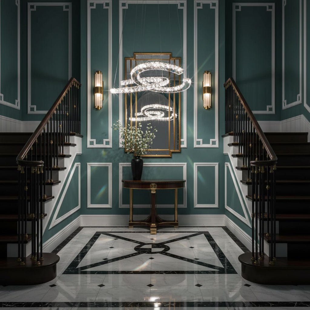 Modern Crystal Double C Chandelier