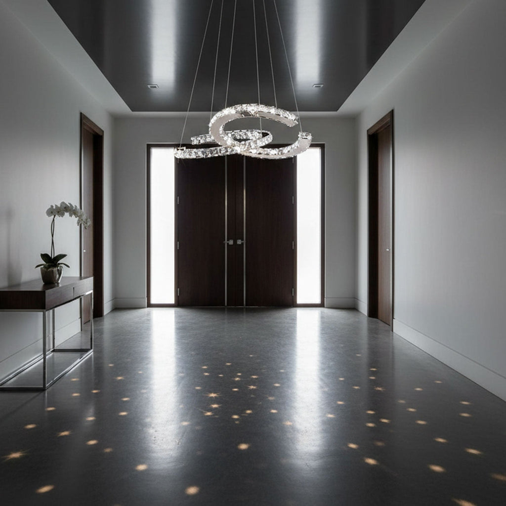 Modern Crystal Double C Chandelier