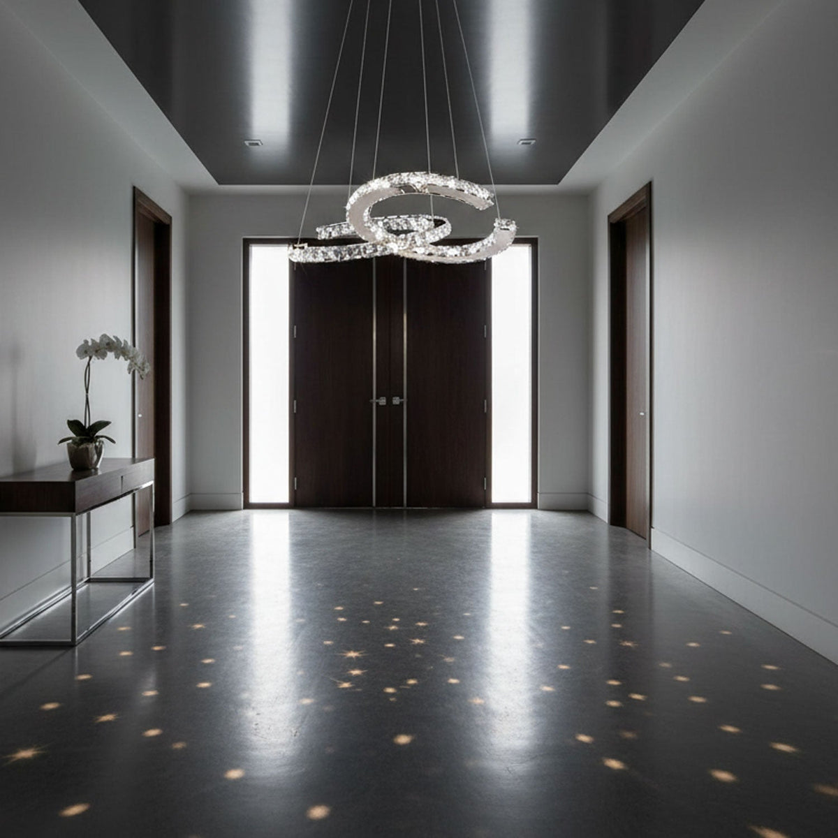 Modern Crystal Double C Chandelier
