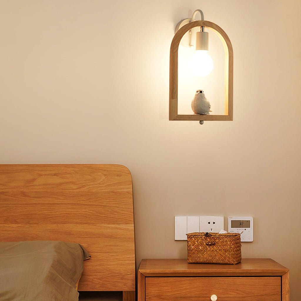 Wood Bird Resin Wall Light