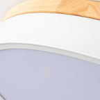White Round Wooden Ceiling Lamp