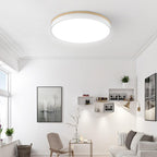 White Round Wooden Ceiling Lamp