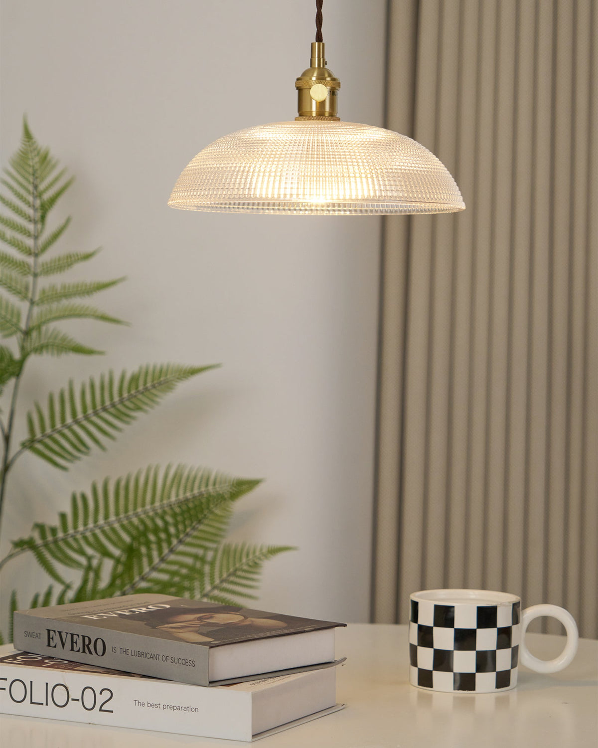 Ribbed Spiral Pendant Light