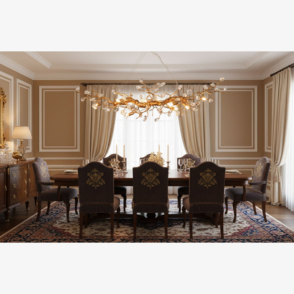 Stone Crystal Brass Chandelier