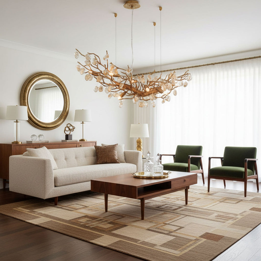 Stone Crystal Brass Chandelier