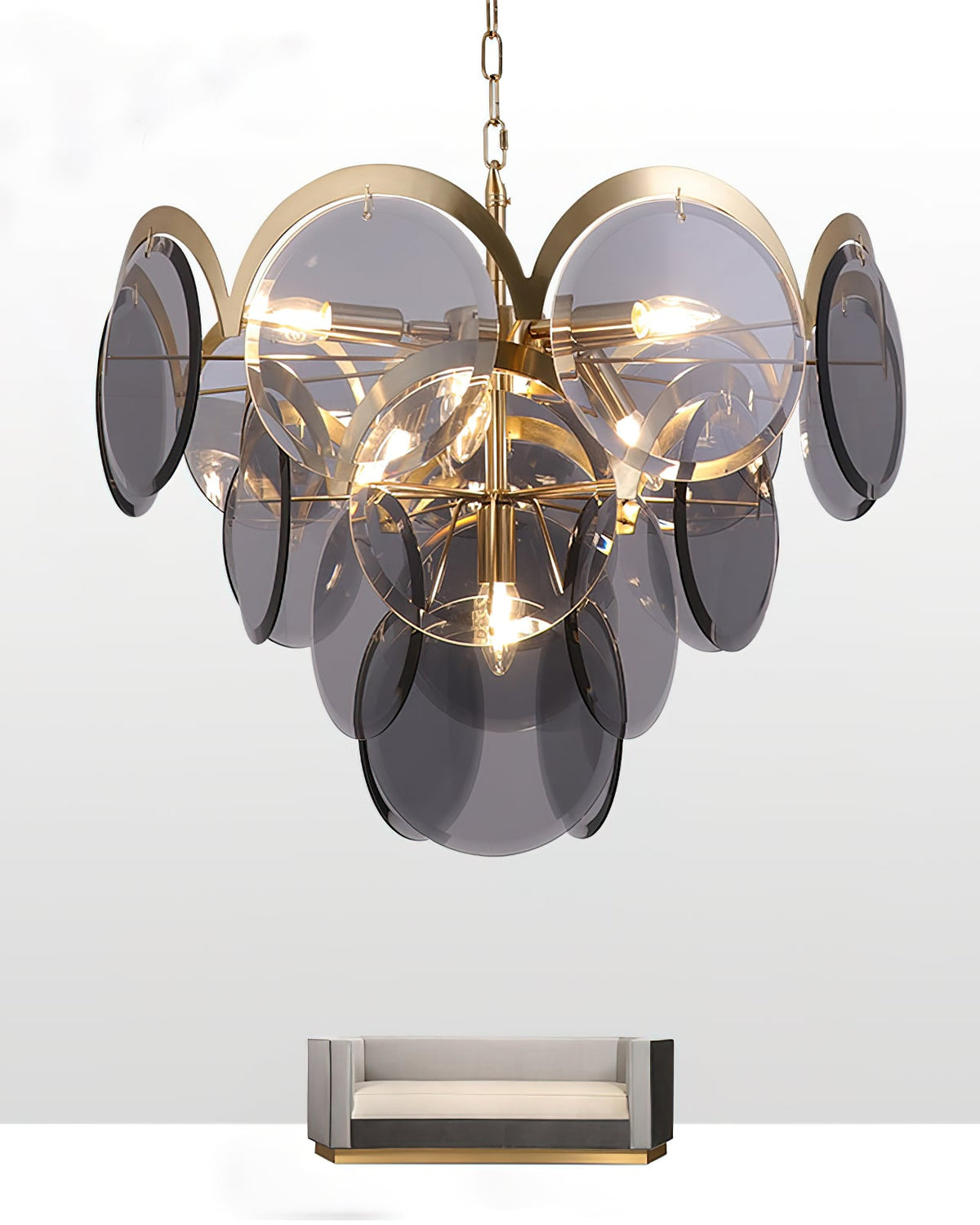 Velora Amber Disc Chandelier