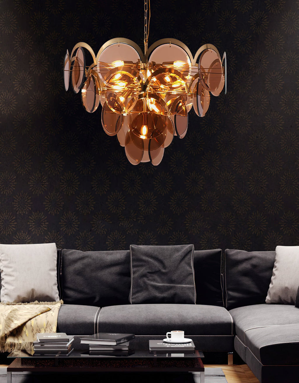 Velora Amber Disc Chandelier