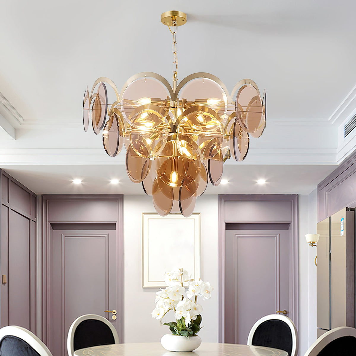 Velora Amber Disc Chandelier
