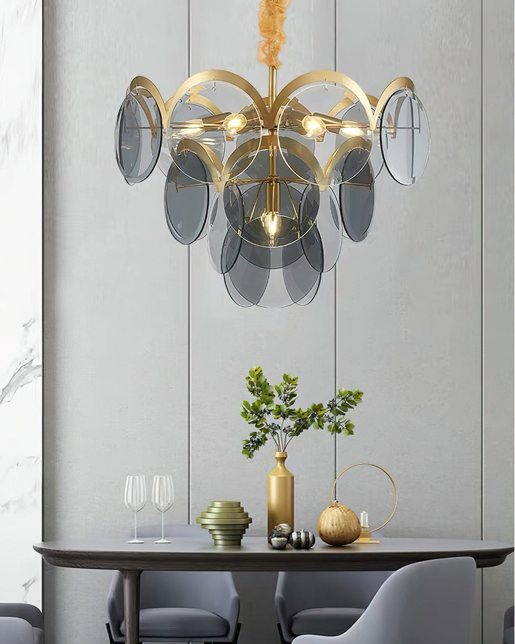 Velora Amber Disc Chandelier