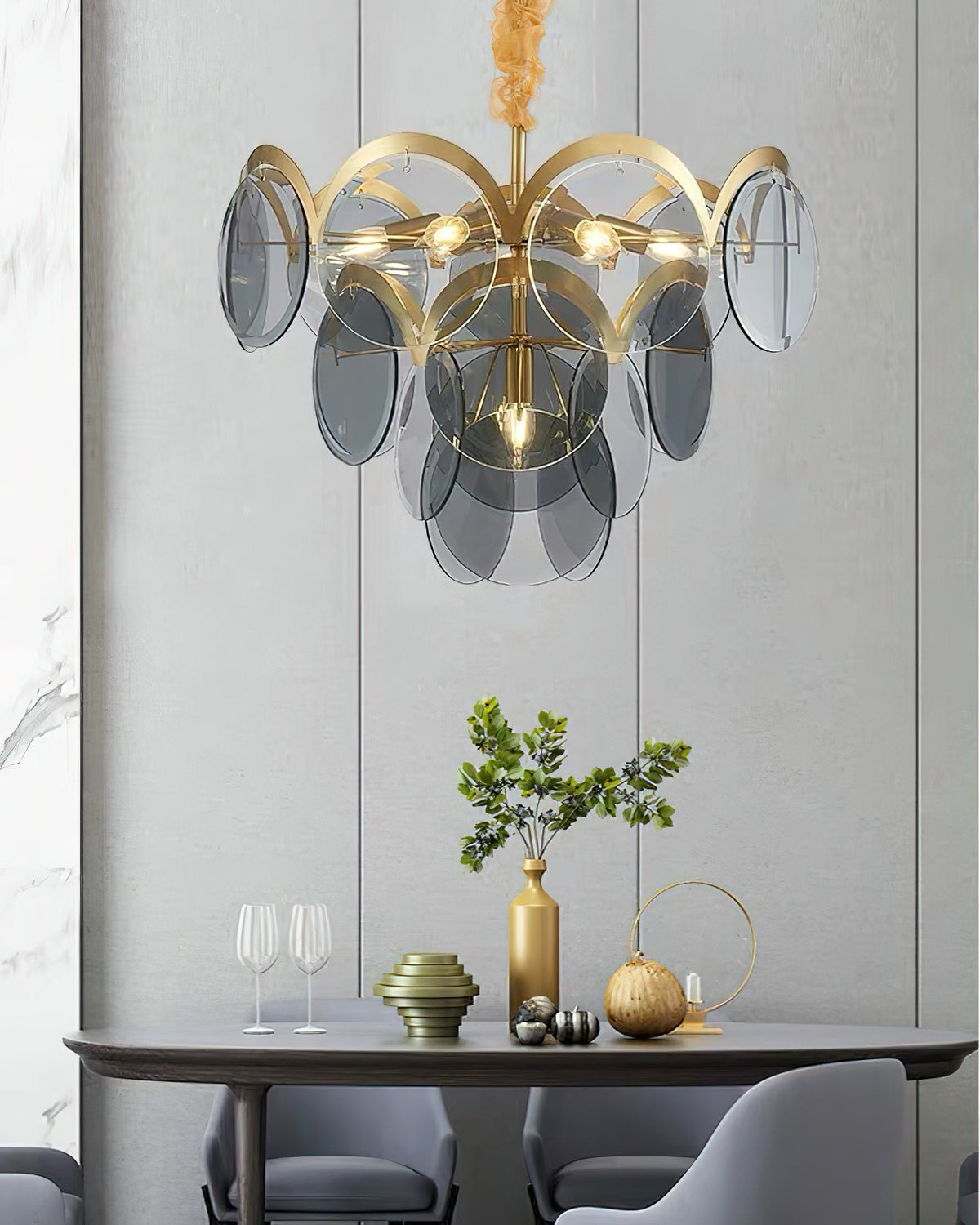 Velora Amber Disc Chandelier
