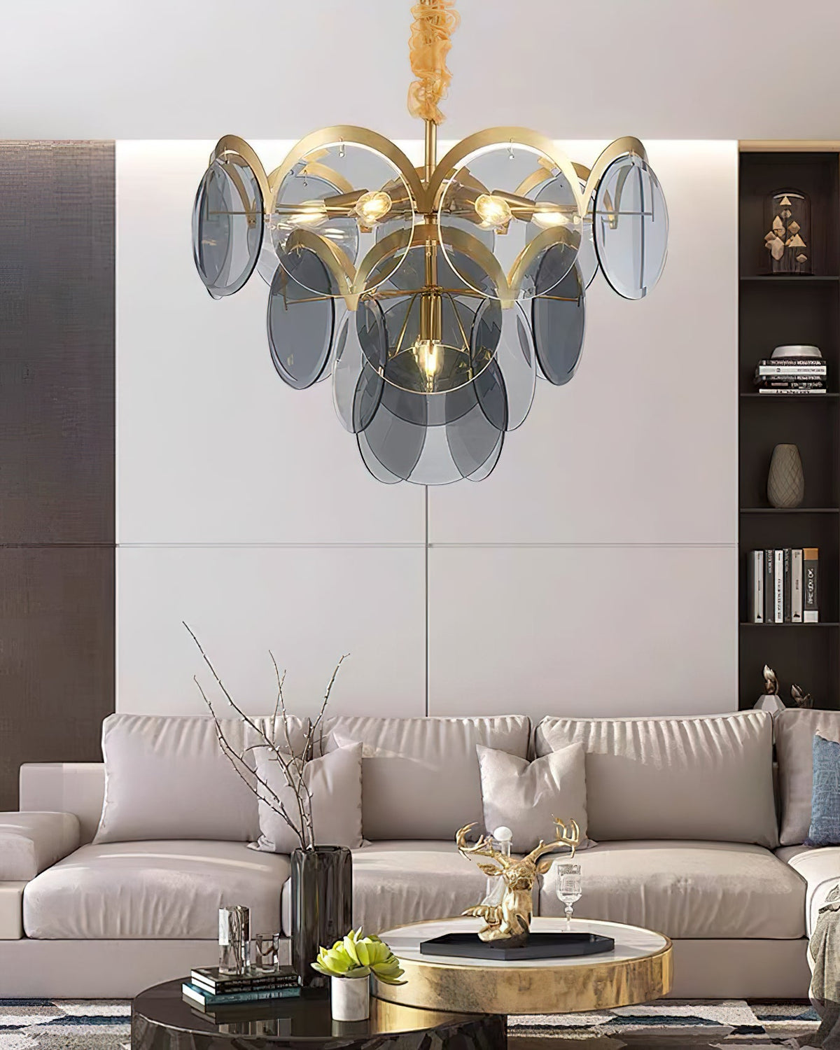 Velora Amber Disc Chandelier