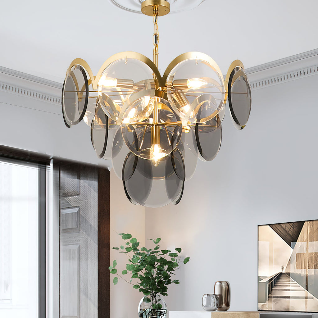 Velora Amber Disc Chandelier