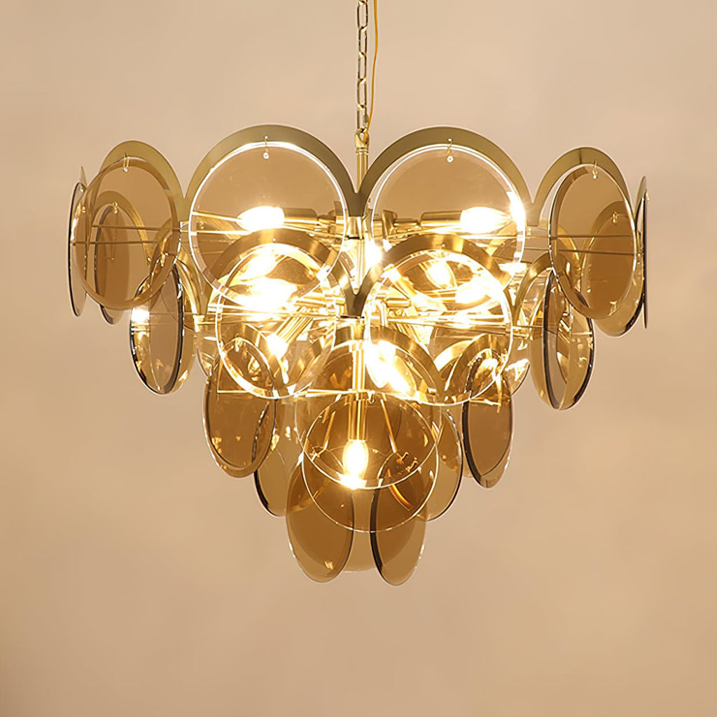 Velora Amber Disc Chandelier
