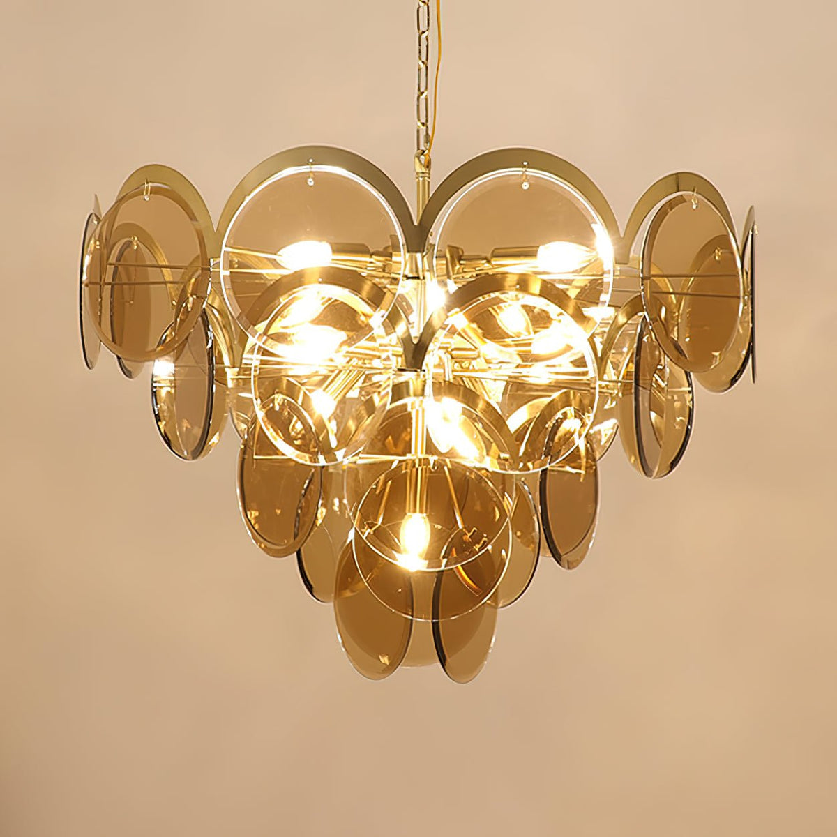 Velora Amber Disc Chandelier