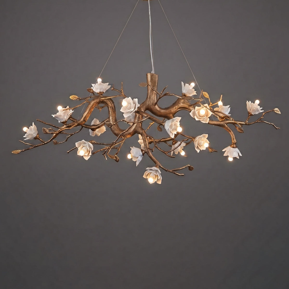 Flower Bloom Branch Brass Chandelier