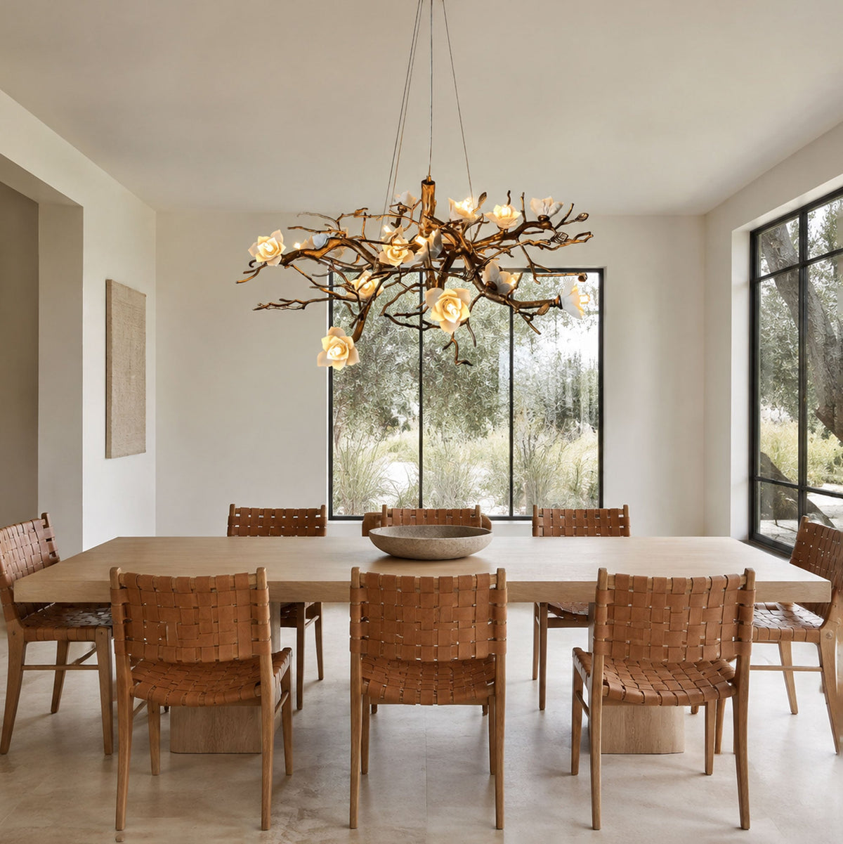 Flower Bloom Branch Brass Chandelier