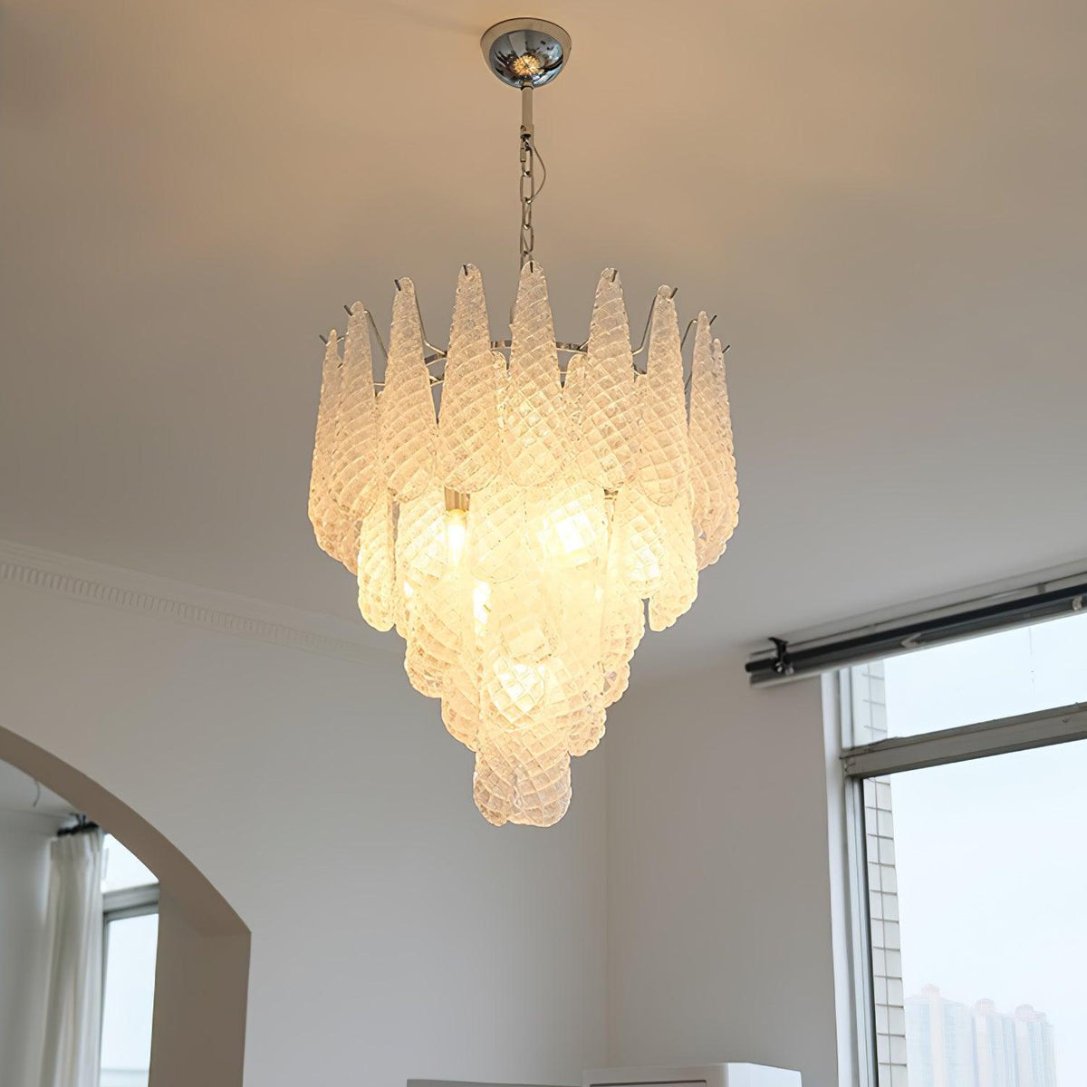 Grid Glass Waterfall Chandelier