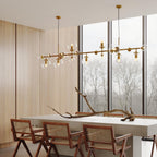 Brass Glass Globe Chandelier