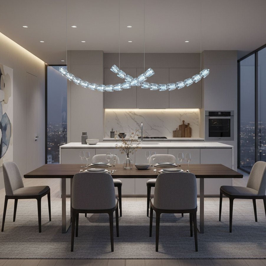 The Gabriel Curved LED Chandelier | Custom Size & Made-to-Order Lighting for Luxury Homes & Commercial Spaces
