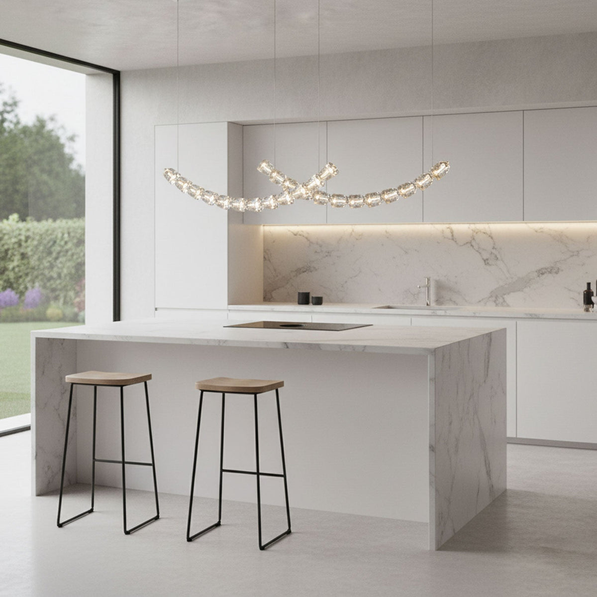 The Gabriel Curved LED Chandelier | Custom Size & Made-to-Order Lighting for Luxury Homes & Commercial Spaces