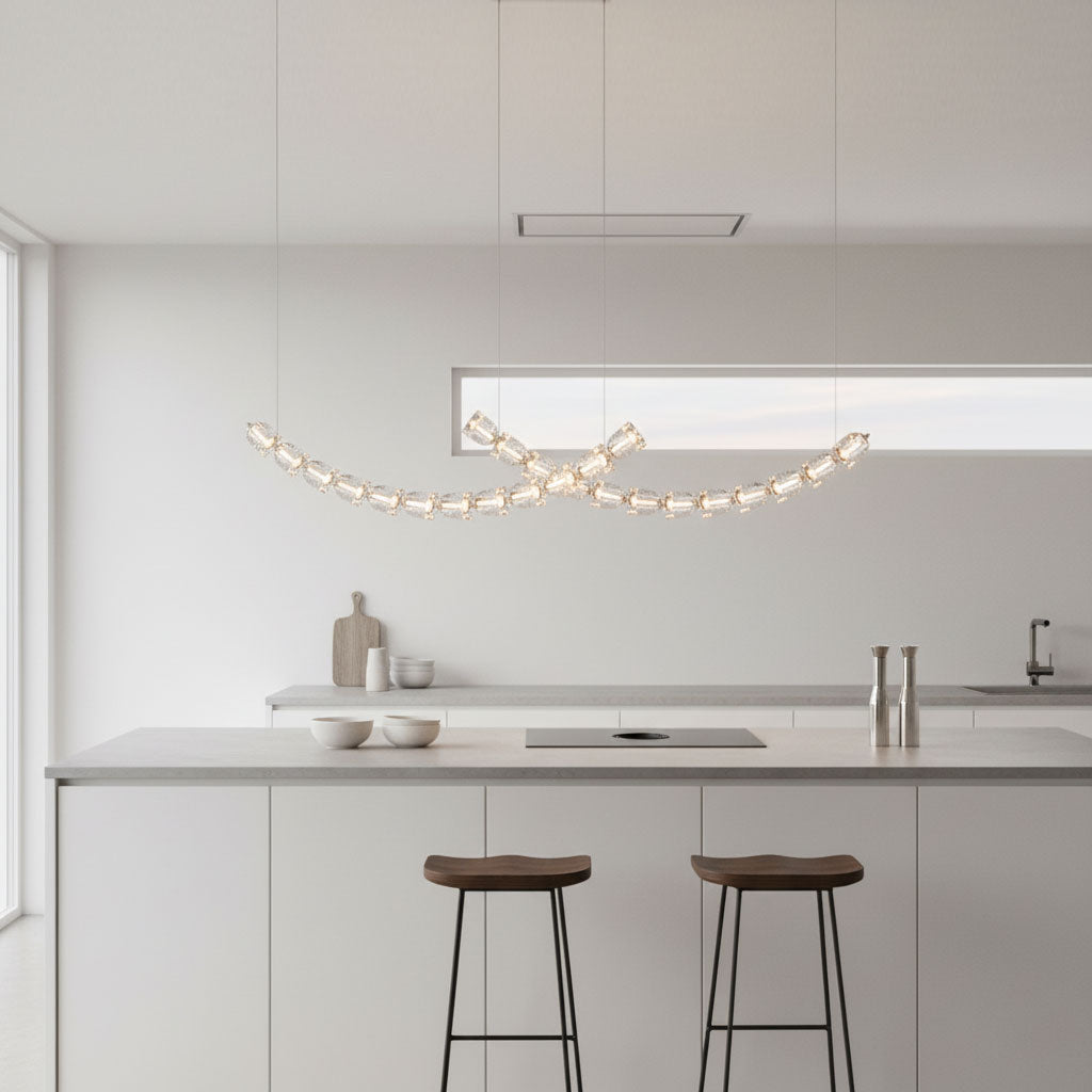 The Gabriel Curved LED Chandelier | Custom Size & Made-to-Order Lighting for Luxury Homes & Commercial Spaces