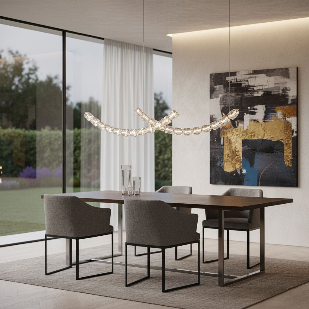 The Gabriel Curved LED Chandelier | Custom Size & Made-to-Order Lighting for Luxury Homes & Commercial Spaces