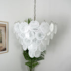 White Glass Disc Chandelier