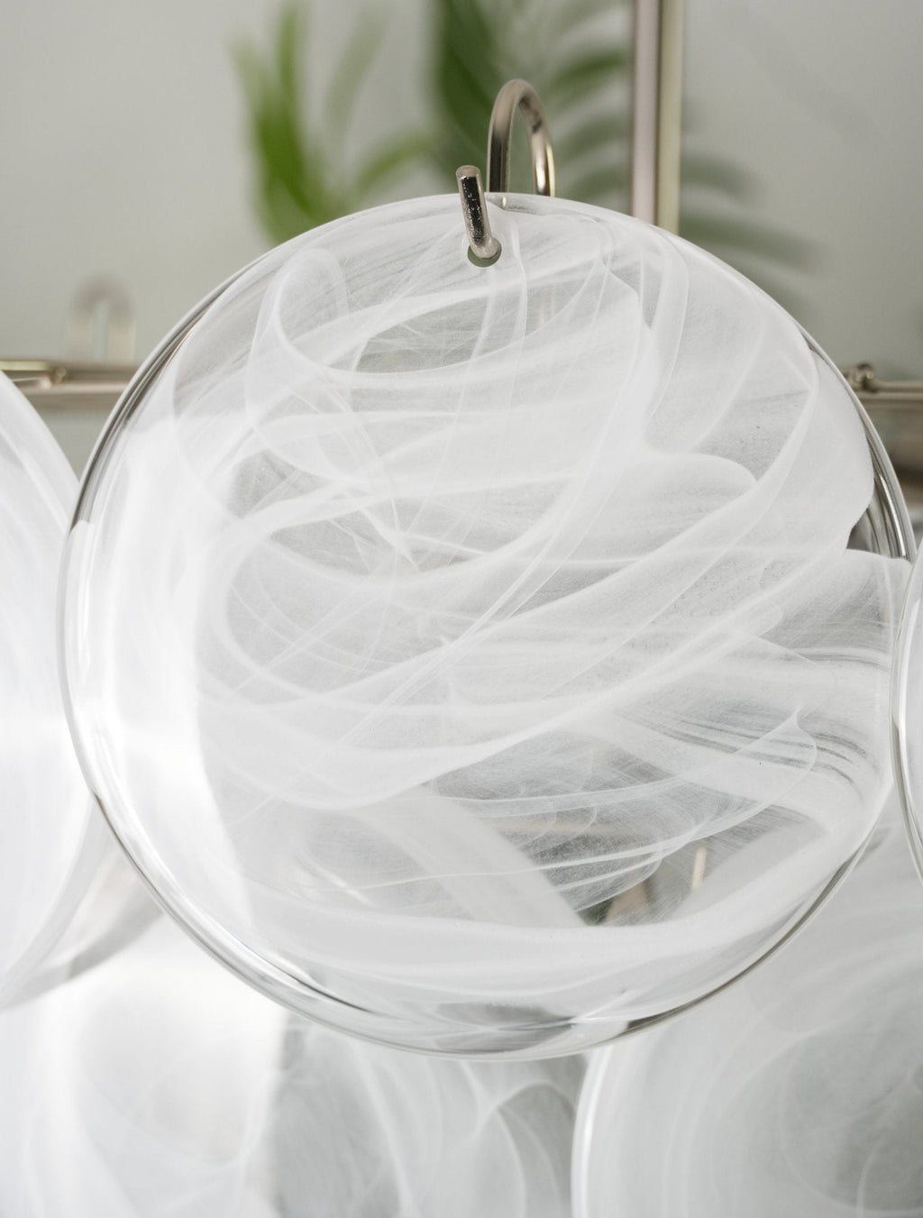 White Glass Disc Chandelier