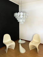 White Glass Disc Chandelier
