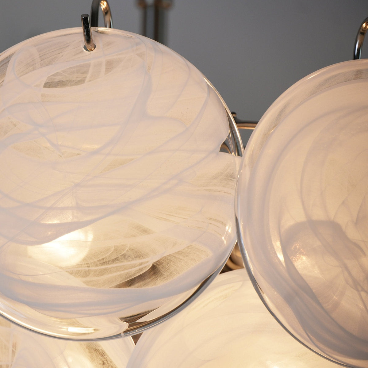 White Glass Disc Chandelier