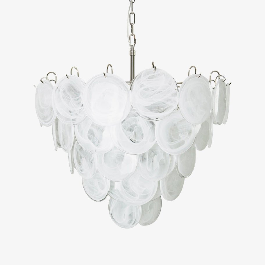 White Glass Disc Chandelier