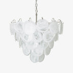 White Glass Disc Chandelier