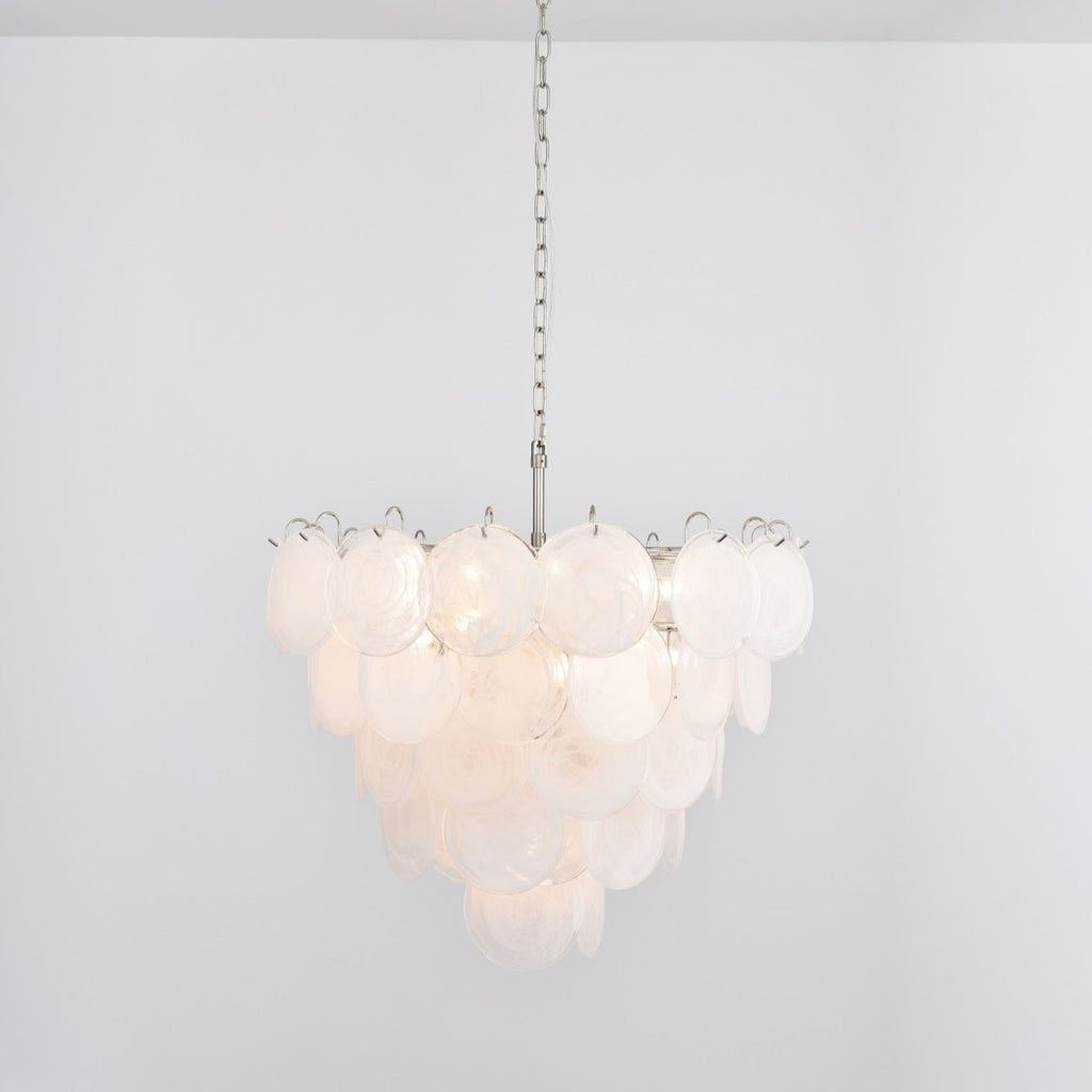 White Glass Disc Chandelier