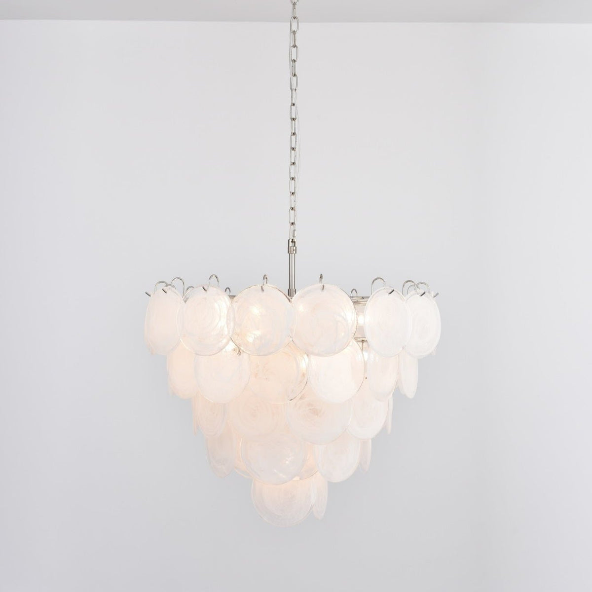 White Glass Disc Chandelier