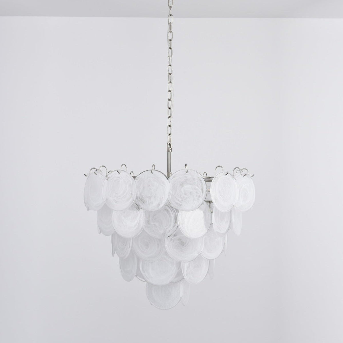 White Glass Disc Chandelier