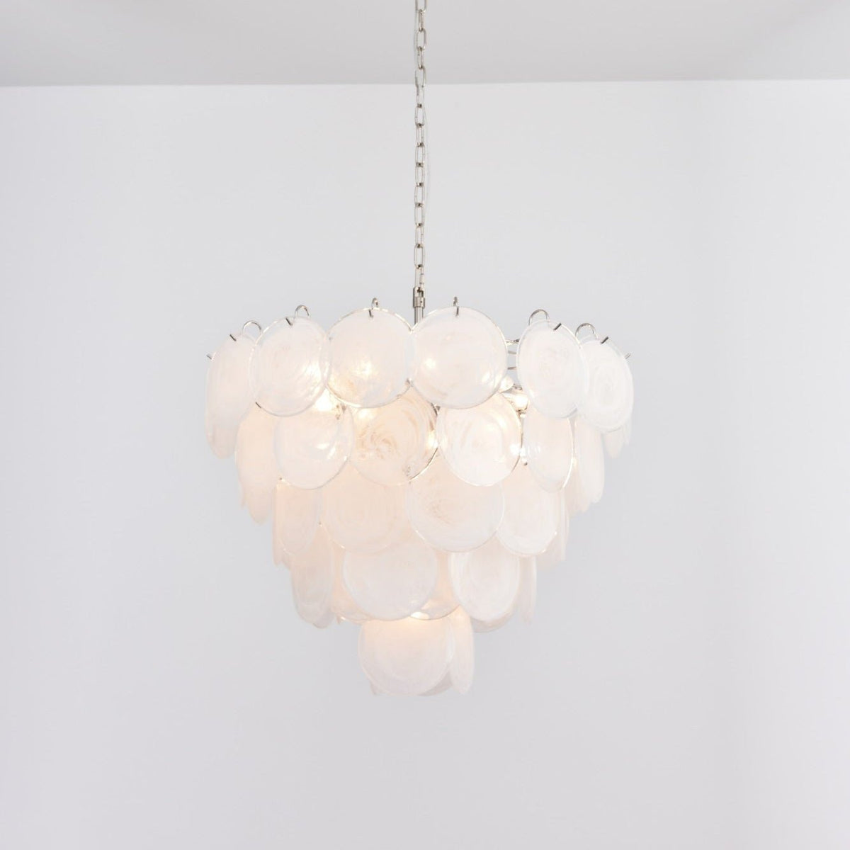 White Glass Disc Chandelier