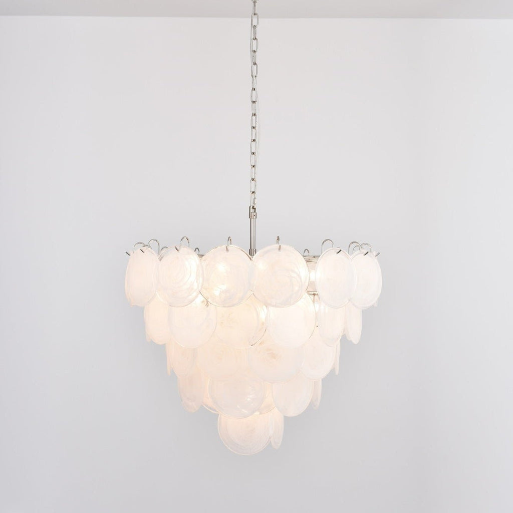 White Glass Disc Chandelier