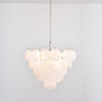White Glass Disc Chandelier