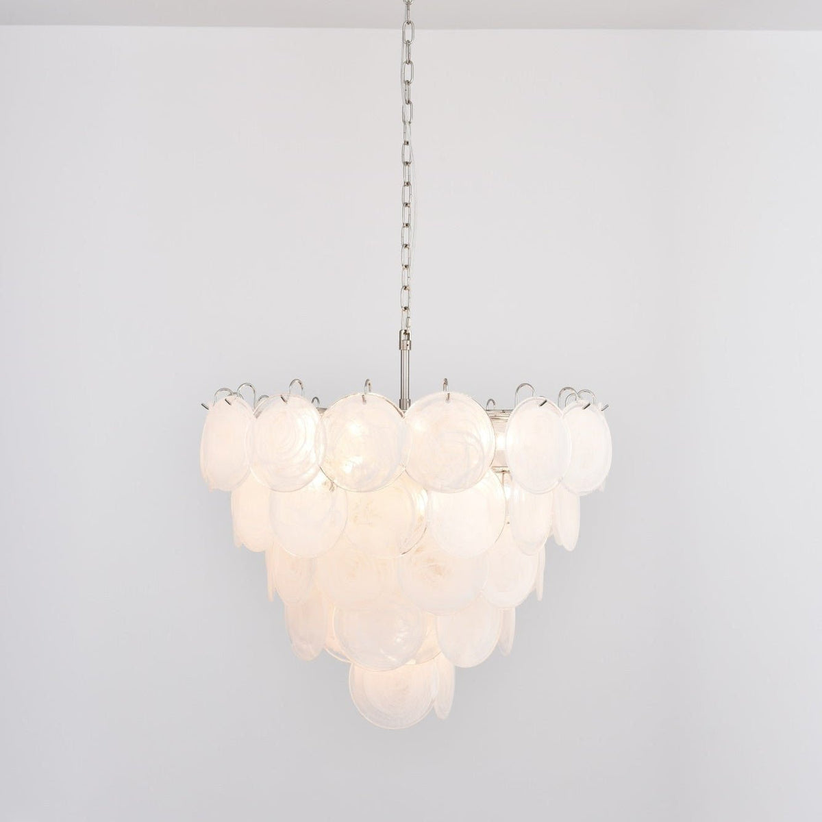 White Glass Disc Chandelier